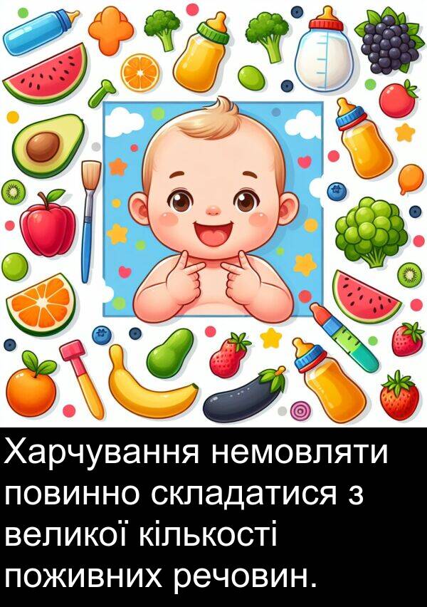 великої: Харчування немовляти повинно складатися з великої кількості поживних речовин.