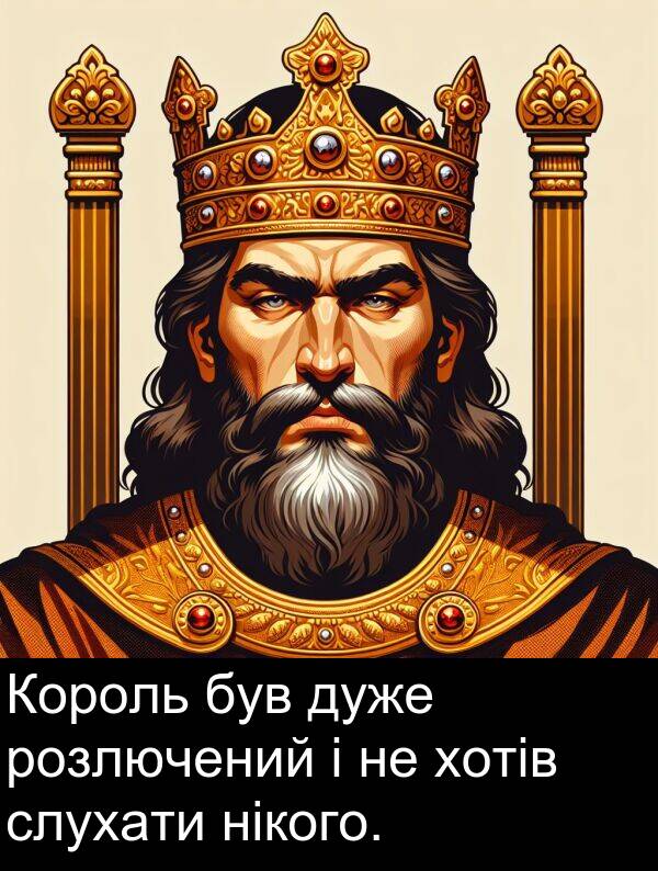 хотів: Король був дуже розлючений і не хотів слухати нікого.