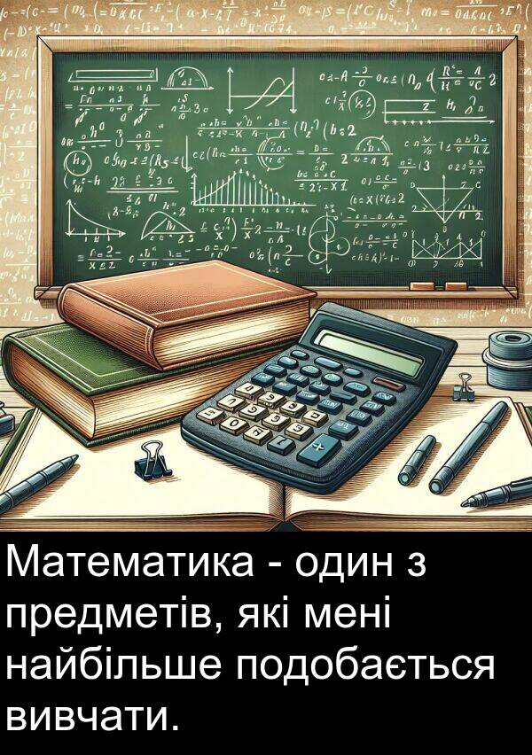 найбільше: Математика - один з предметів, які мені найбільше подобається вивчати.