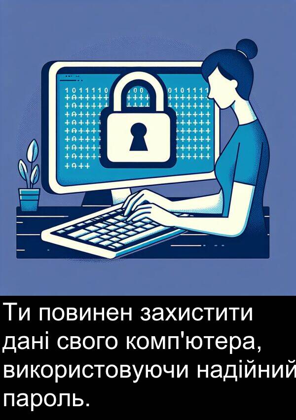 свого: Ти повинен захистити дані свого комп'ютера, використовуючи надійний пароль.