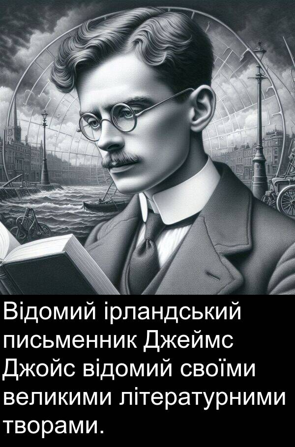 великими: Відомий ірландський письменник Джеймс Джойс відомий своїми великими літературними творами.