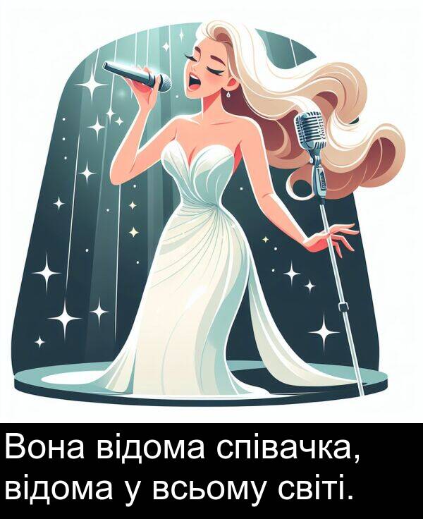 відома: Вона відома співачка, відома у всьому світі.
