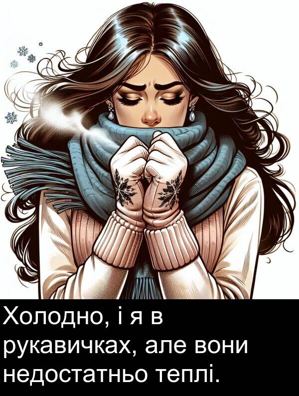 теплі: Холодно, і я в рукавичках, але вони недостатньо теплі.