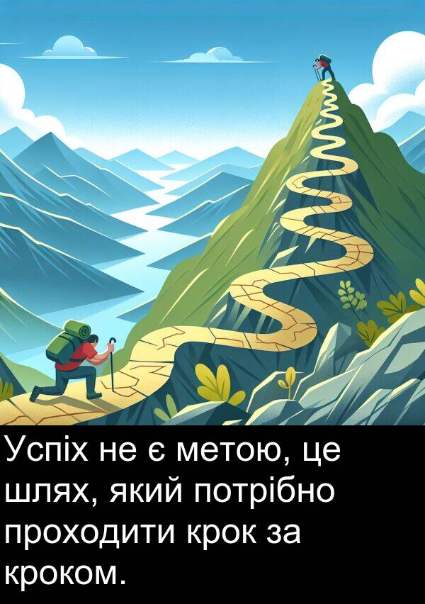 крок: Успіх не є метою, це шлях, який потрібно проходити крок за кроком.