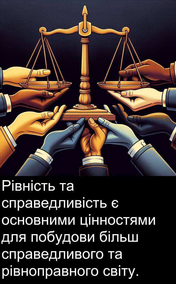 світу: Рівність та справедливість є основними цінностями для побудови більш справедливого та рівноправного світу.