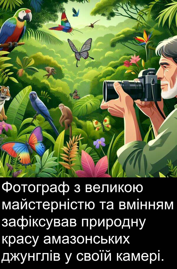 своїй: Фотограф з великою майстерністю та вмінням зафіксував природну красу амазонських джунглів у своїй камері.