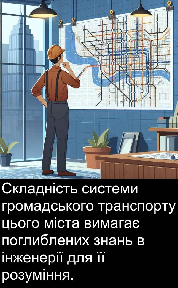 інженерії: Складність системи громадського транспорту цього міста вимагає поглиблених знань в інженерії для її розуміння.