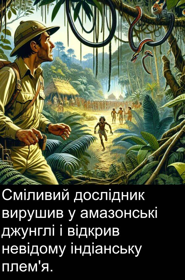 джунглі: Сміливий дослідник вирушив у амазонські джунглі і відкрив невідому індіанську плем'я.