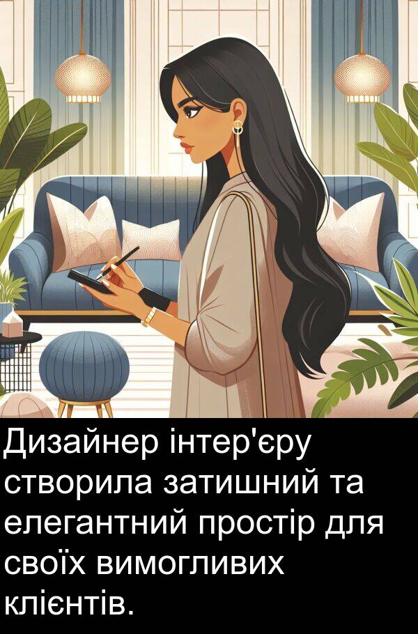 клієнтів: Дизайнер інтер'єру створила затишний та елегантний простір для своїх вимогливих клієнтів.