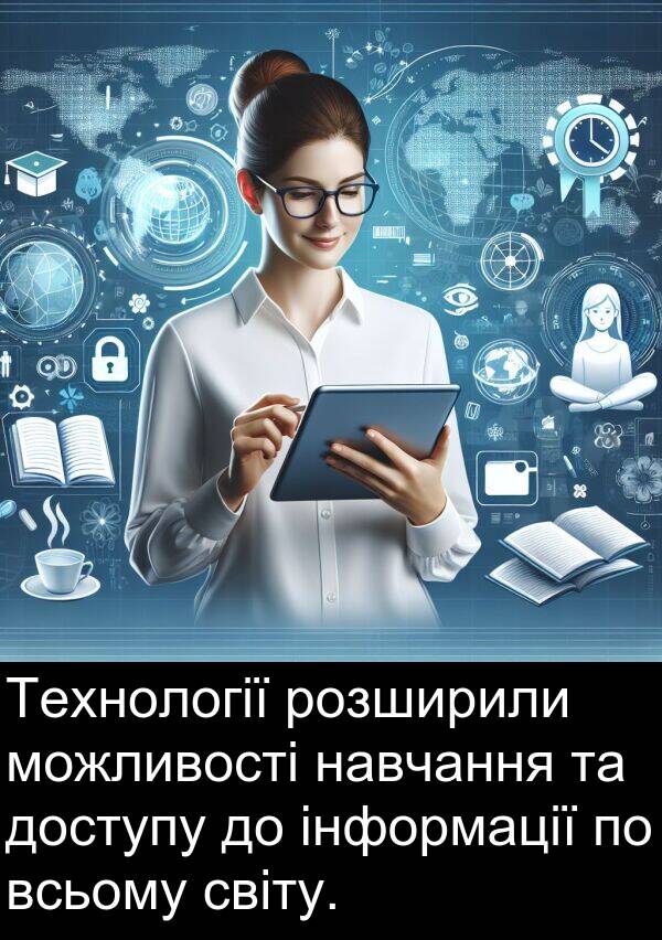 інформації: Технології розширили можливості навчання та доступу до інформації по всьому світу.
