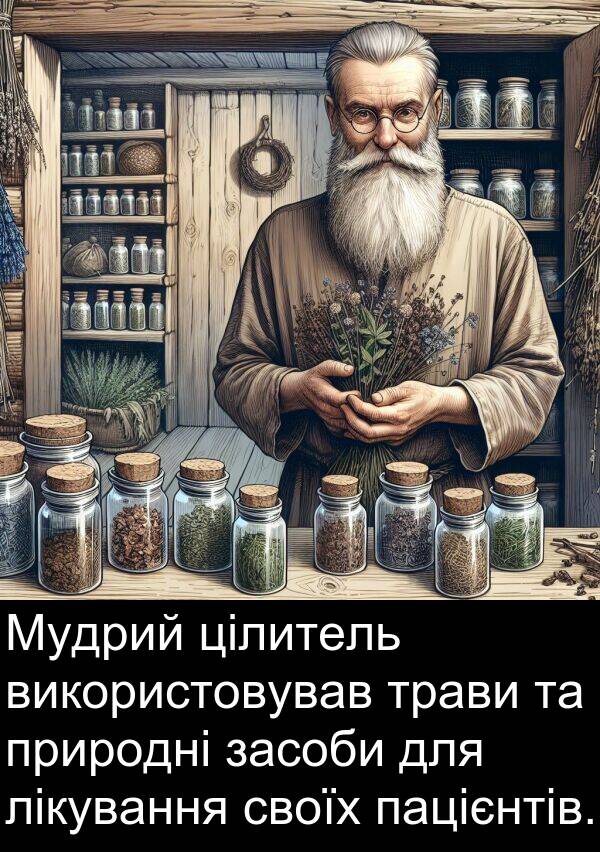 лікування: Мудрий цілитель використовував трави та природні засоби для лікування своїх пацієнтів.