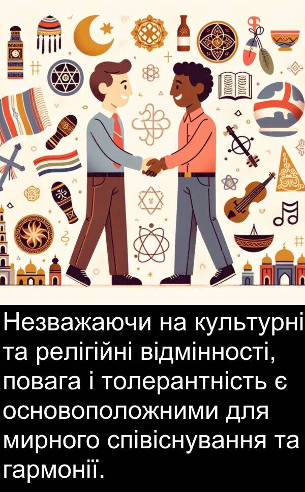 гармонії: Незважаючи на культурні та релігійні відмінності, повага і толерантність є основоположними для мирного співіснування та гармонії.