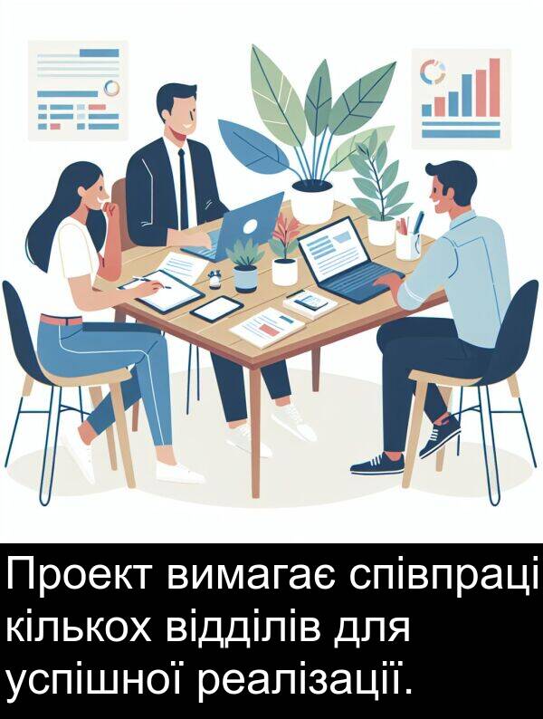 відділів: Проект вимагає співпраці кількох відділів для успішної реалізації.