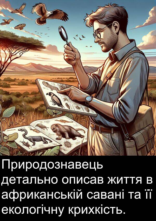 екологічну: Природознавець детально описав життя в африканській савані та її екологічну крихкість.