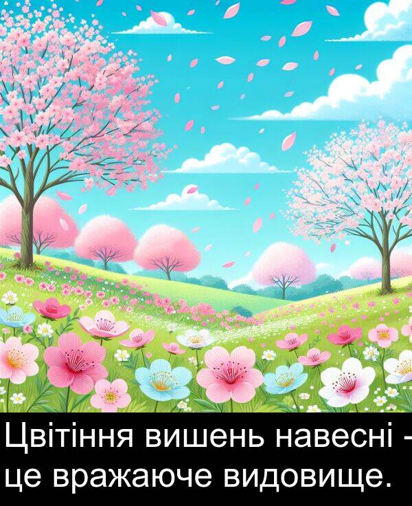 навесні: Цвітіння вишень навесні - це вражаюче видовище.