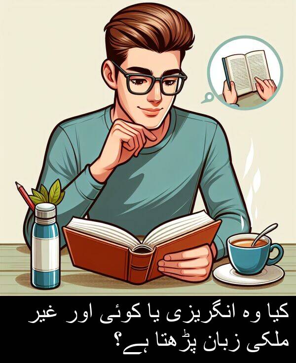 غیر: کیا وہ انگریزی یا کوئی اور غیر ملکی زبان پڑھتا ہے؟