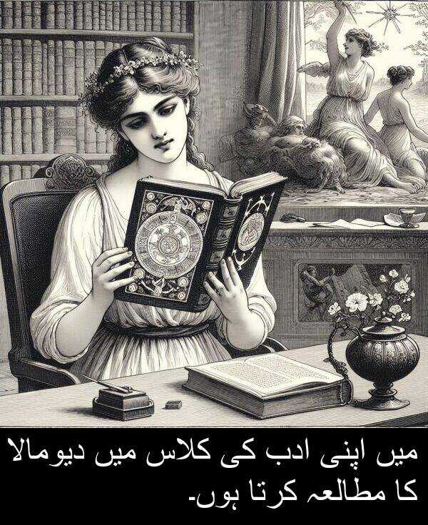 مطالعہ: میں اپنی ادب کی کلاس میں دیومالا کا مطالعہ کرتا ہوں۔