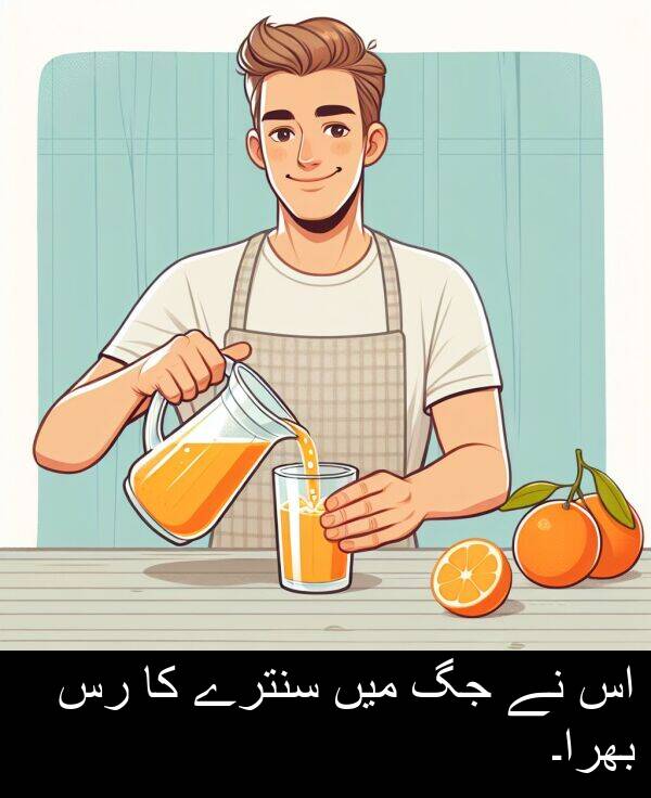 میں: اس نے جگ میں سنترے کا رس بھرا۔