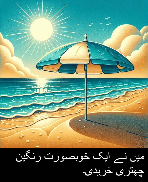 رنگین: میں نے ایک خوبصورت رنگین چھتری خریدی۔