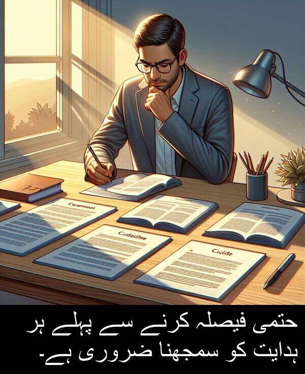 پہلے: حتمی فیصلہ کرنے سے پہلے ہر ہدایت کو سمجھنا ضروری ہے۔
