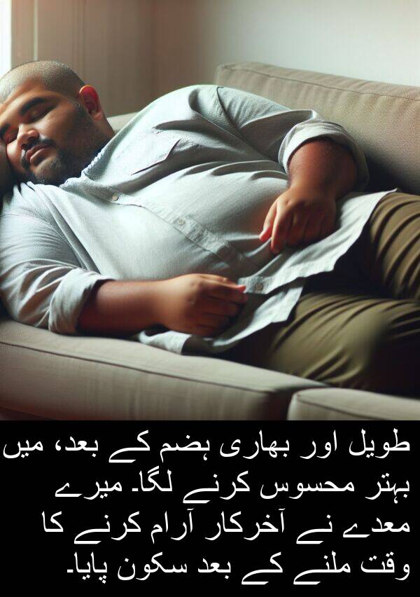 بعد: طویل اور بھاری ہضم کے بعد، میں بہتر محسوس کرنے لگا۔ میرے معدے نے آخرکار آرام کرنے کا وقت ملنے کے بعد سکون پایا۔