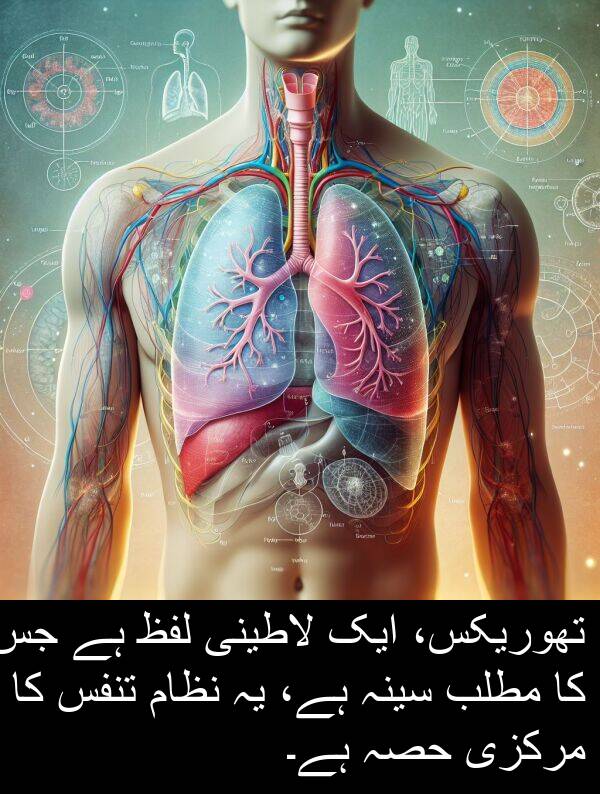 مرکزی: تھوریکس، ایک لاطینی لفظ ہے جس کا مطلب سینہ ہے، یہ نظام تنفس کا مرکزی حصہ ہے۔