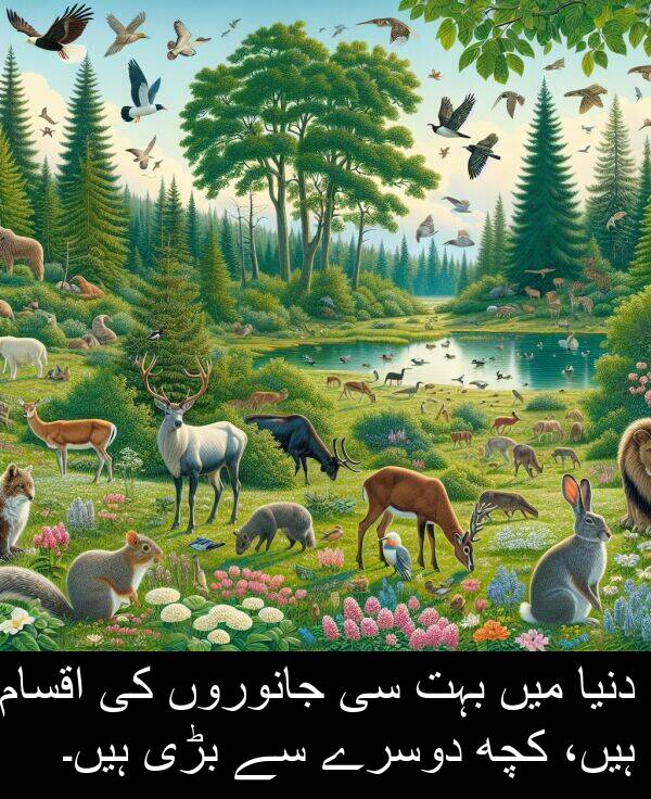 بڑی: دنیا میں بہت سی جانوروں کی اقسام ہیں، کچھ دوسرے سے بڑی ہیں۔