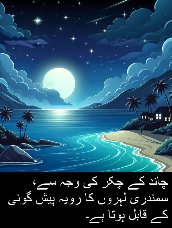 چکر: چاند کے چکر کی وجہ سے، سمندری لہروں کا رویہ پیش گوئی کے قابل ہوتا ہے۔