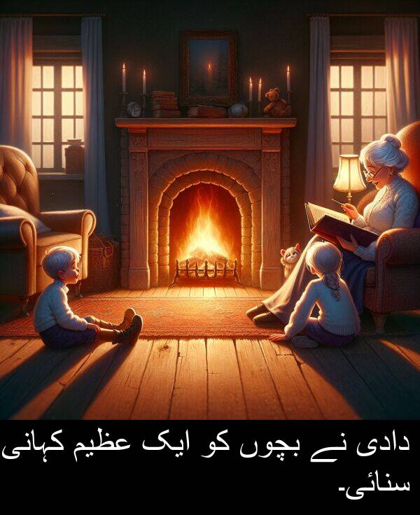 بچوں: دادی نے بچوں کو ایک عظیم کہانی سنائی۔