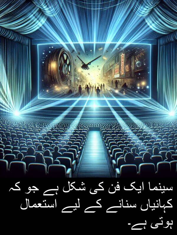 شکل: سینما ایک فن کی شکل ہے جو کہ کہانیاں سنانے کے لیے استعمال ہوتی ہے۔
