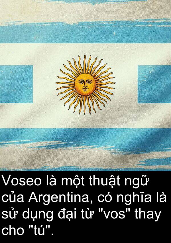 thay: Voseo là một thuật ngữ của Argentina, có nghĩa là sử dụng đại từ "vos" thay cho "tú".