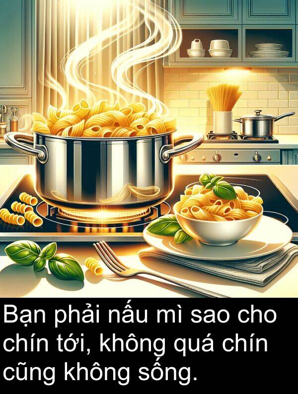 chín: Bạn phải nấu mì sao cho chín tới, không quá chín cũng không sống.