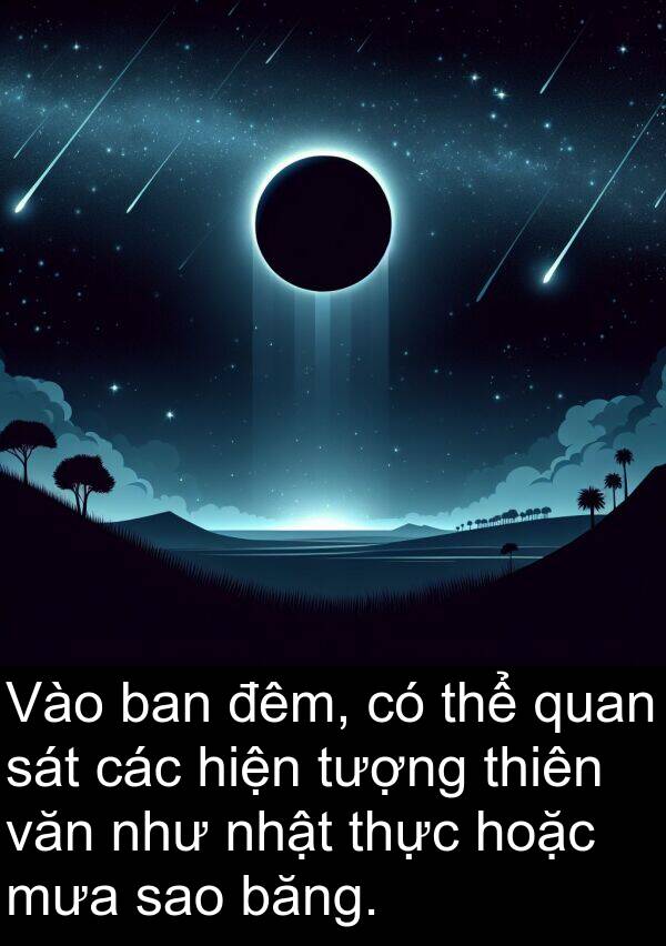 băng: Vào ban đêm, có thể quan sát các hiện tượng thiên văn như nhật thực hoặc mưa sao băng.