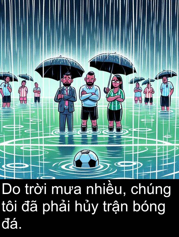 đá: Do trời mưa nhiều, chúng tôi đã phải hủy trận bóng đá.