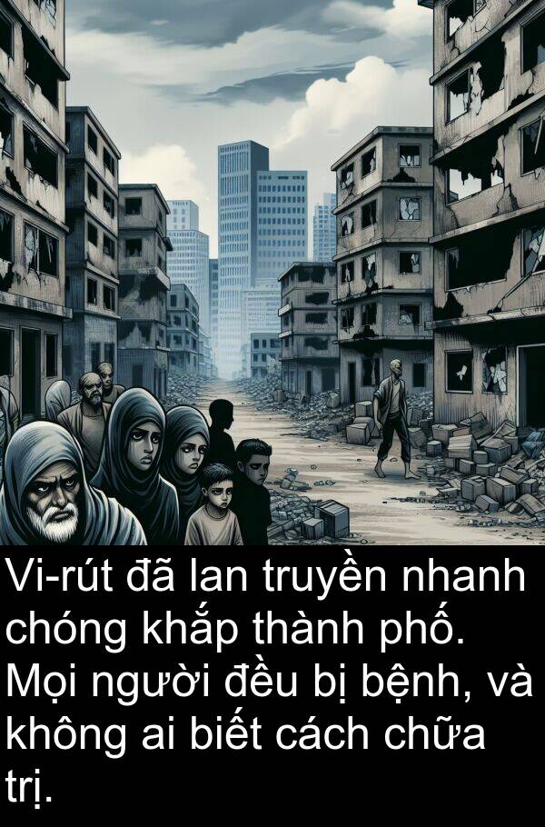 bệnh: Vi-rút đã lan truyền nhanh chóng khắp thành phố. Mọi người đều bị bệnh, và không ai biết cách chữa trị.