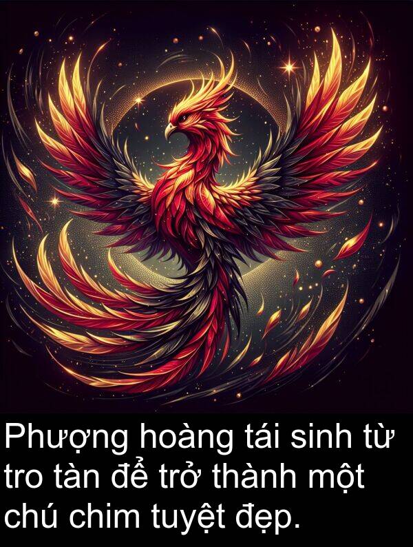 tái: Phượng hoàng tái sinh từ tro tàn để trở thành một chú chim tuyệt đẹp.