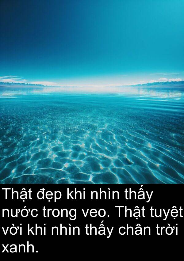 vời: Thật đẹp khi nhìn thấy nước trong veo. Thật tuyệt vời khi nhìn thấy chân trời xanh.