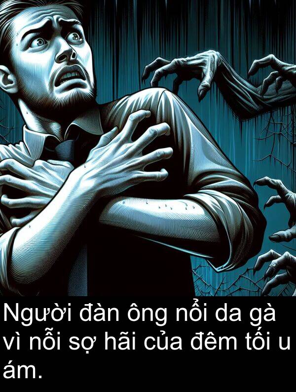 đàn: Người đàn ông nổi da gà vì nỗi sợ hãi của đêm tối u ám.