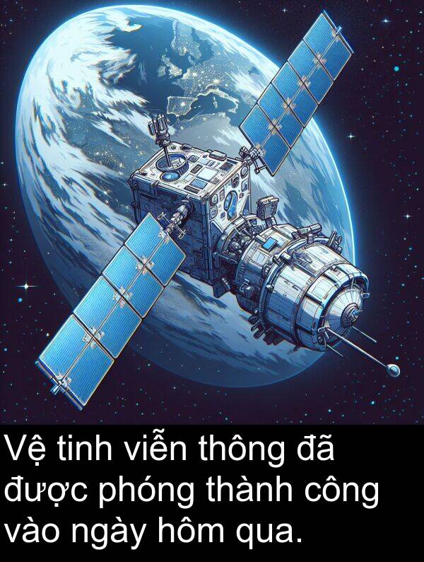 viễn: Vệ tinh viễn thông đã được phóng thành công vào ngày hôm qua.
