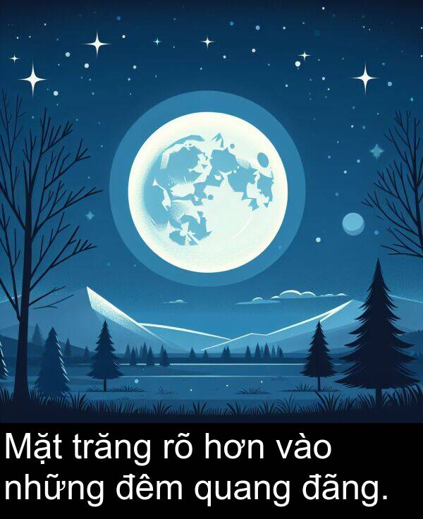 đêm: Mặt trăng rõ hơn vào những đêm quang đãng.