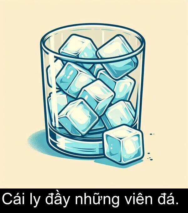 đá: Cái ly đầy những viên đá.