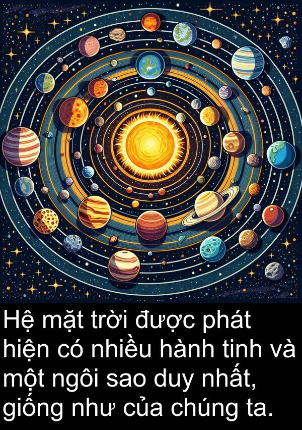 giống: Hệ mặt trời được phát hiện có nhiều hành tinh và một ngôi sao duy nhất, giống như của chúng ta.