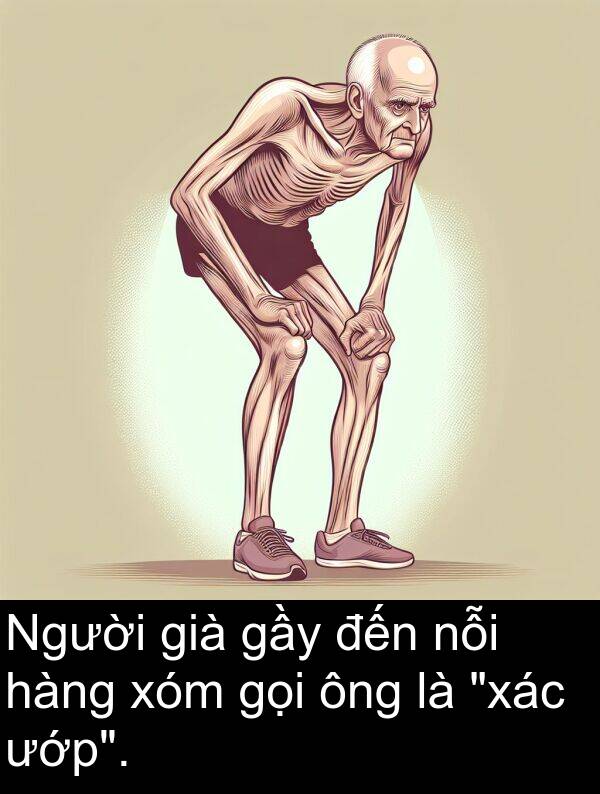 ướp: Người già gầy đến nỗi hàng xóm gọi ông là "xác ướp".