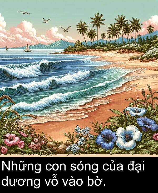 đại: Những con sóng của đại dương vỗ vào bờ.