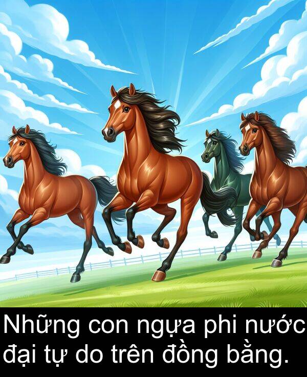đại: Những con ngựa phi nước đại tự do trên đồng bằng.