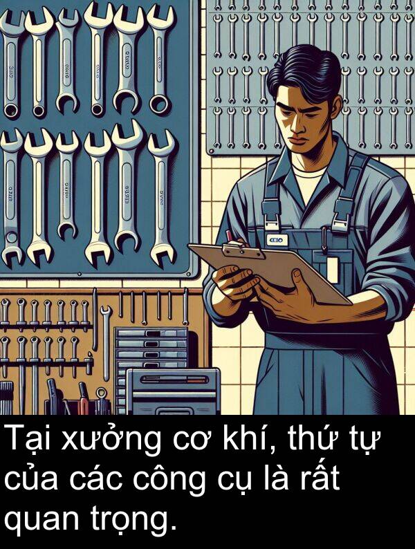 trọng: Tại xưởng cơ khí, thứ tự của các công cụ là rất quan trọng.