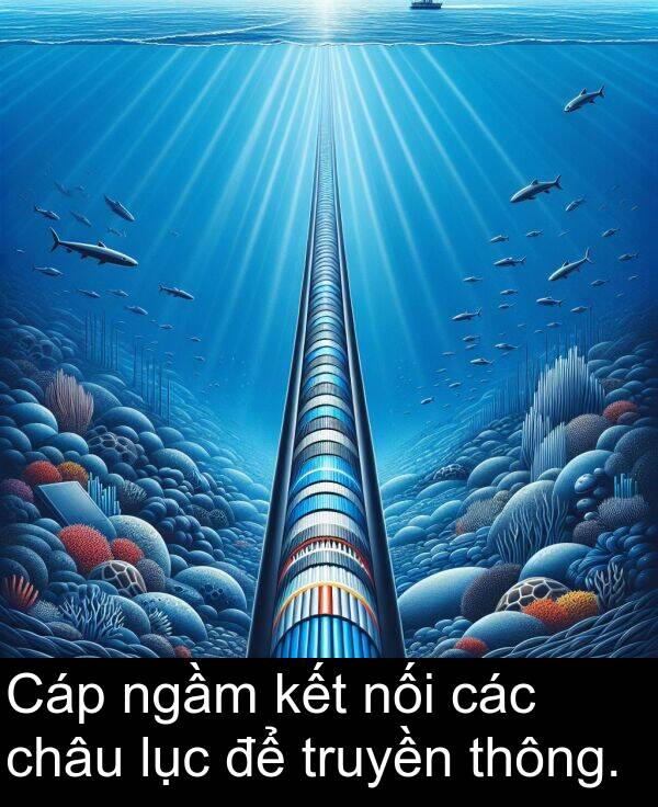 lục: Cáp ngầm kết nối các châu lục để truyền thông.