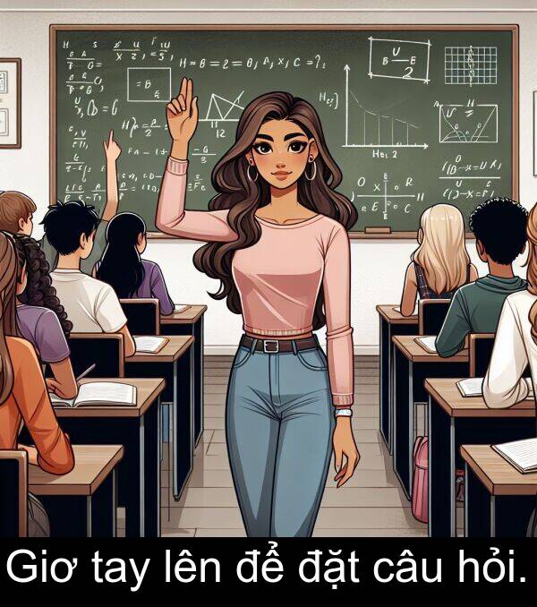 đặt: Giơ tay lên để đặt câu hỏi.