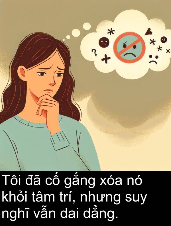 xóa: Tôi đã cố gắng xóa nó khỏi tâm trí, nhưng suy nghĩ vẫn dai dẳng.
