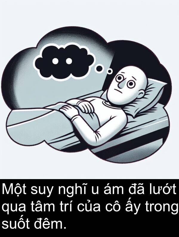 đêm: Một suy nghĩ u ám đã lướt qua tâm trí của cô ấy trong suốt đêm.